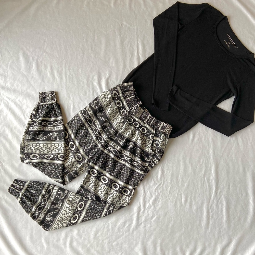 Cute elephant print pants and matching shirt.